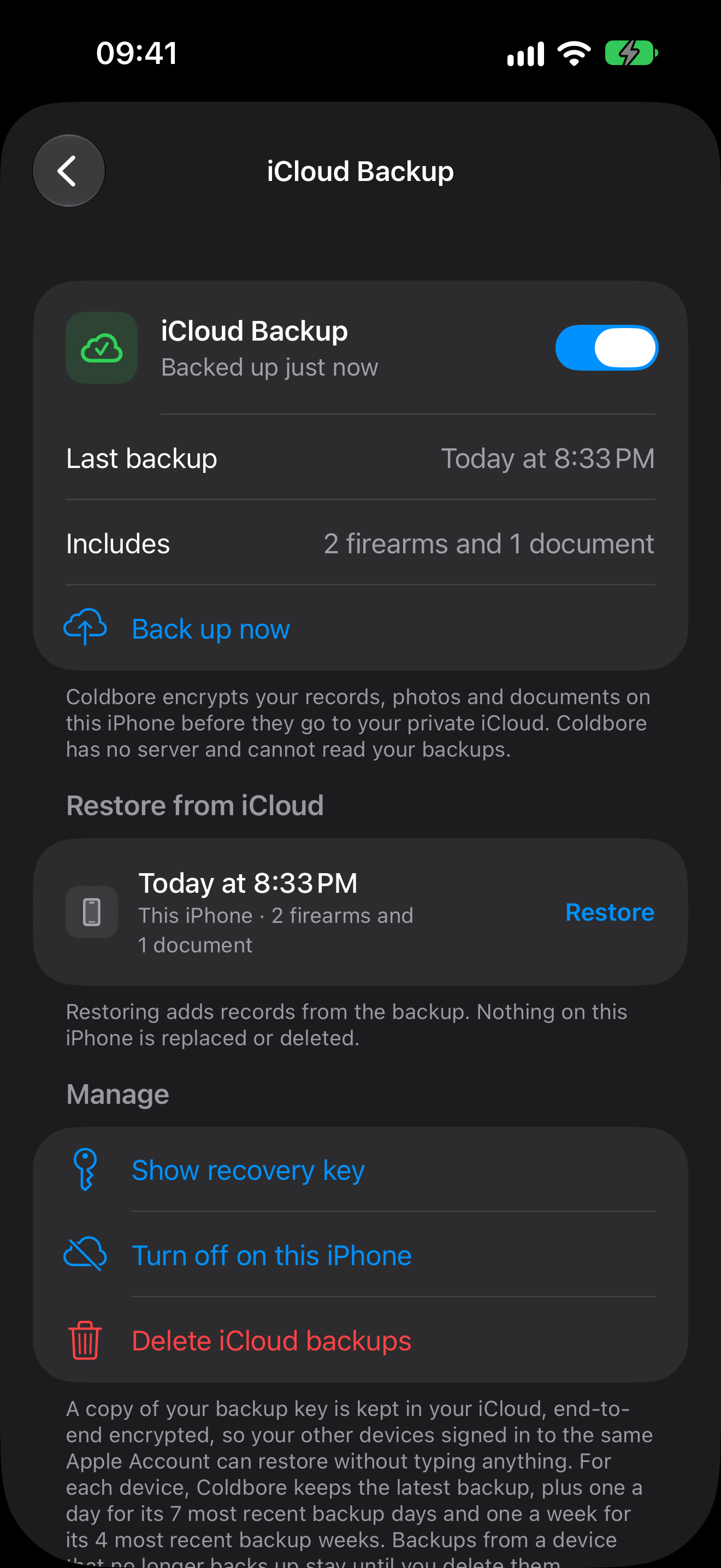 Optional iCloud Backup
