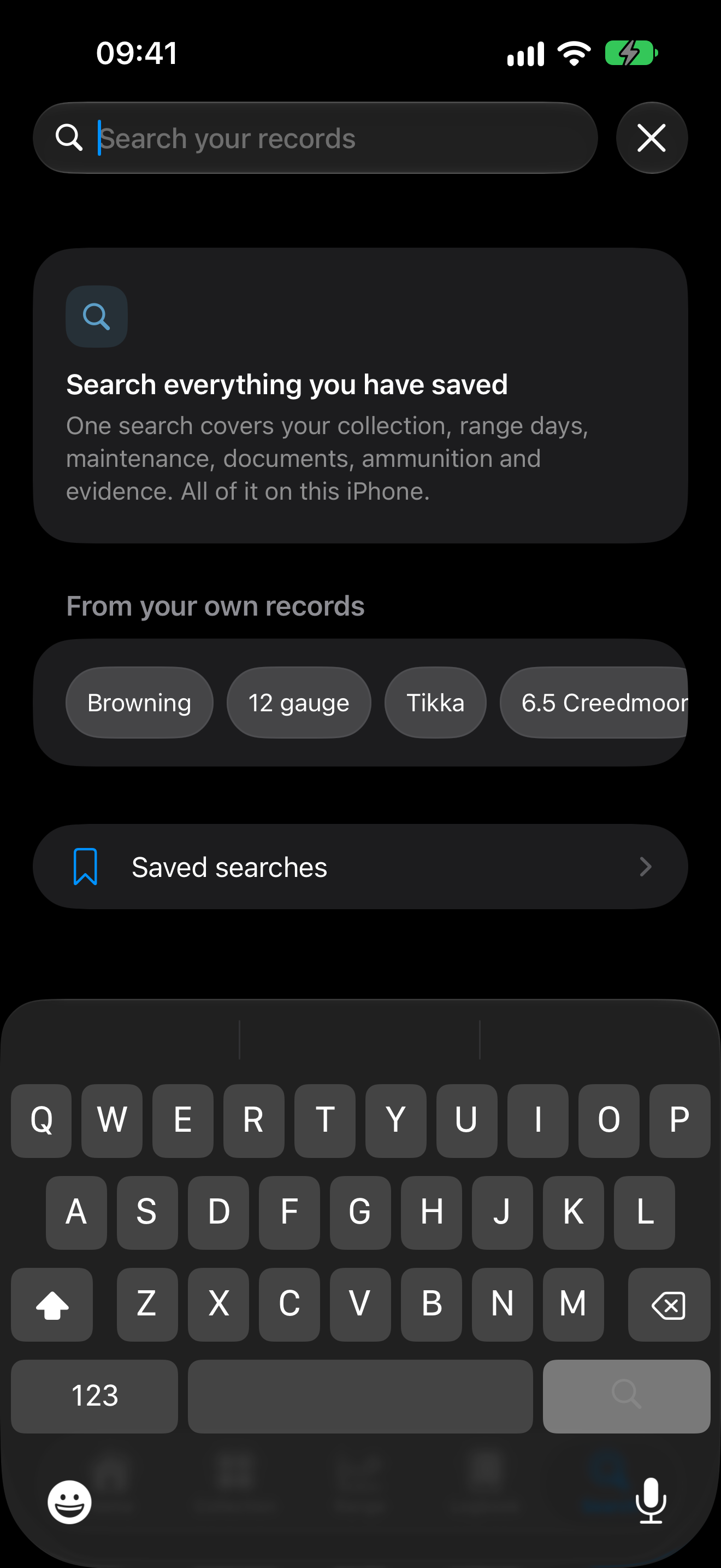 Search saved local records